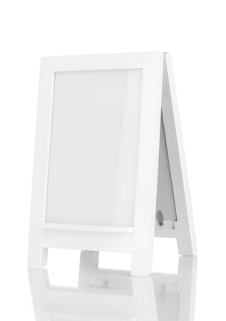 White photo frame as easel isolated on whiteの写真素材