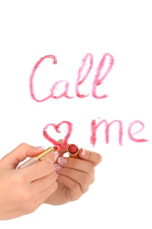 Inscription lipstick on mirrorの写真素材