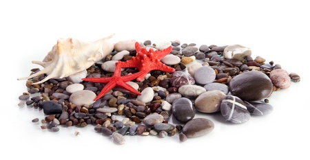 Sea stones isolated on whiteの写真素材
