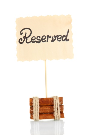 Reserved sign isolated on whiteの写真素材