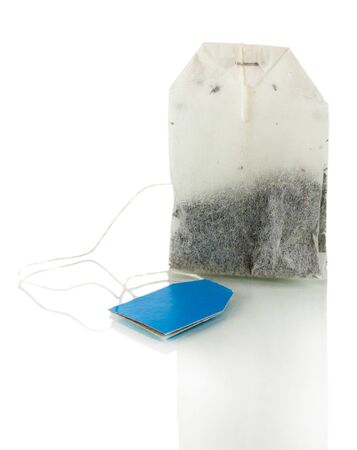 Tea bag isolated on white.の写真素材