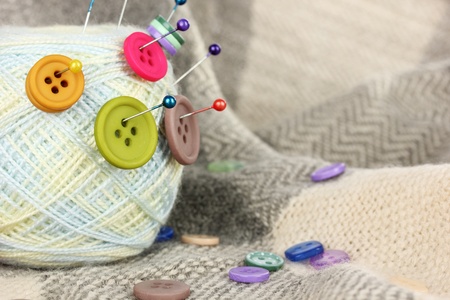 Buttons of different shapes, sizes and colorsの写真素材