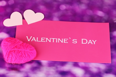 Greeting card for Valentine's Day on purple backgroundの写真素材