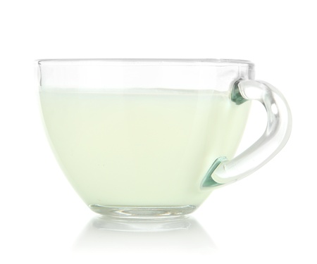 Cup of milk isolated on whiteの写真素材