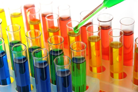 Colorful test tubes close-upの写真素材