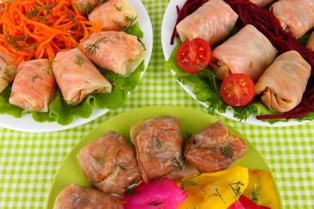 Stuffed cabbage rolls on table close-upの写真素材