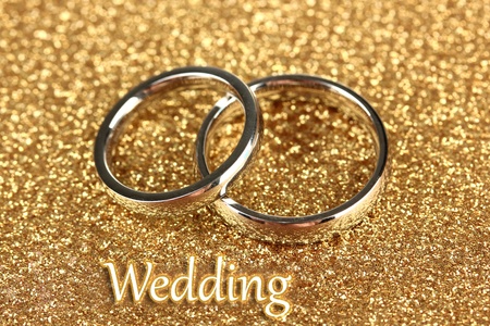 Wedding rings on bright backgroundの写真素材
