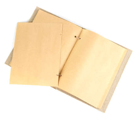 Beautiful old notebook isolated on whiteの写真素材