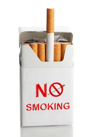 Box of cigarettes, isolated on whiteの写真素材