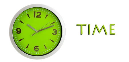 Round office clock isolated on whiteの写真素材