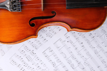 Classical violin on notesの写真素材