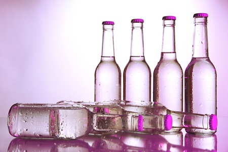 Water bottles on bright backgroundの写真素材