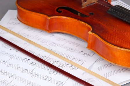 Classical violin on notesの写真素材