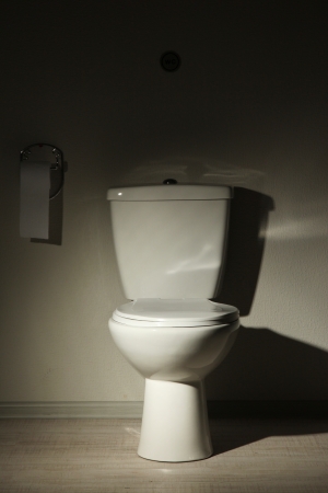 Toilet bowl in a bathroomの写真素材