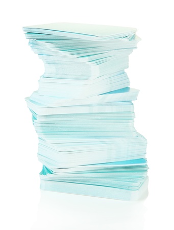 Stack of business cards, isolated on whiteの写真素材