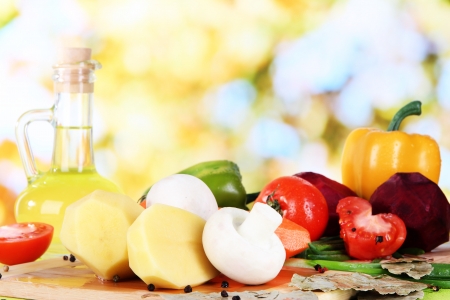 Composition of vegetables on bright backgroundの写真素材