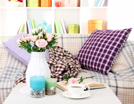 Close up on trendy modern living roomの写真素材