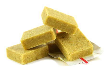 Bouillon cubes, isolated on whiteの写真素材
