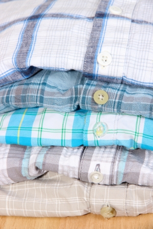 Shirts neatly folded close-upの写真素材