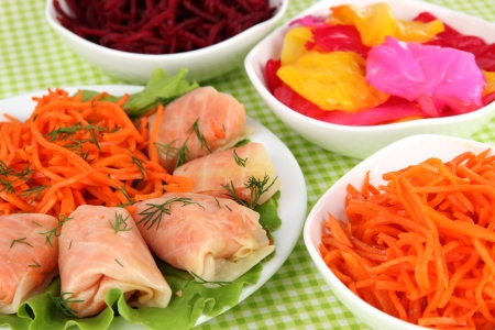 Stuffed cabbage rolls on table close-upの写真素材
