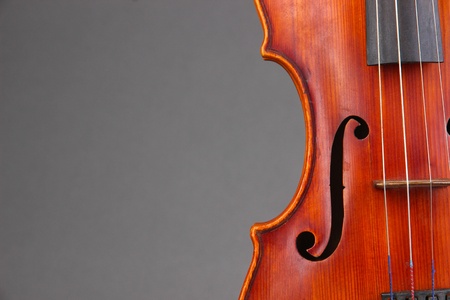 Classical violin on grey backgroundの写真素材