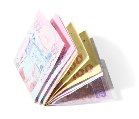Ukrainian money, isolated on white