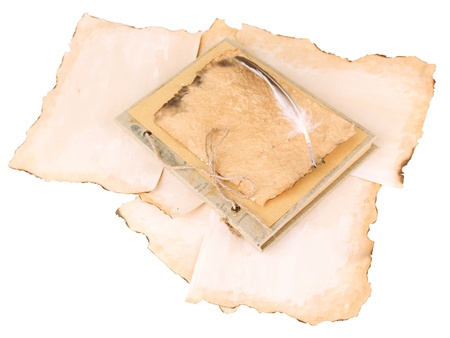 Old paper isolated on whiteの写真素材