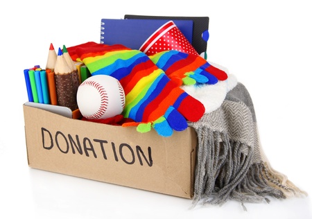 Donation box isolated on whiteの写真素材