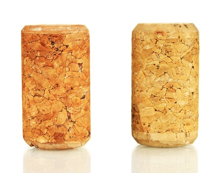 Wine corks isolated on whiteの写真素材