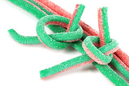 Sweet jelly candies isolated on whiteの写真素材