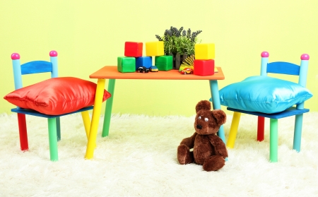 Modern child's room with equipment and toysの写真素材