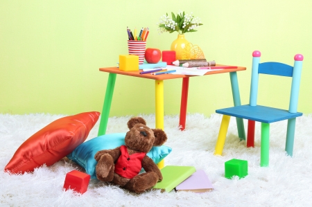 Modern child's room with equipment and toysの写真素材