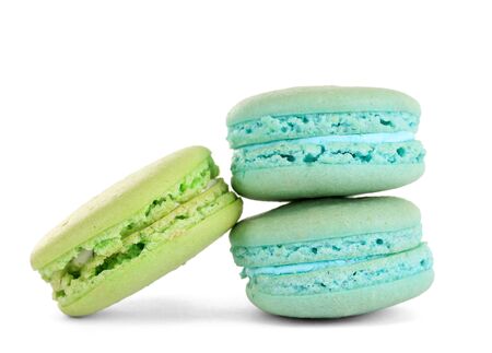 Gentle macaroons isolated on whiteの写真素材