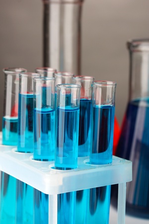 Test-tubes on color backgroundの写真素材