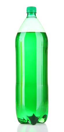 Bottle with tasty drink, isolated on whiteの写真素材