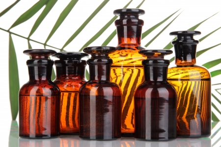 Medicine bottles isolated on whiteの写真素材