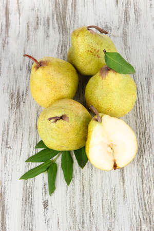 Pears on wooden backgroundの写真素材