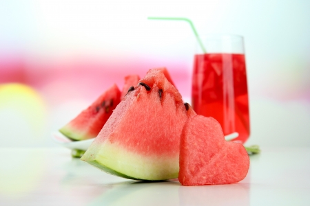 Fresh watermelon and glass of watermelon juiceの写真素材