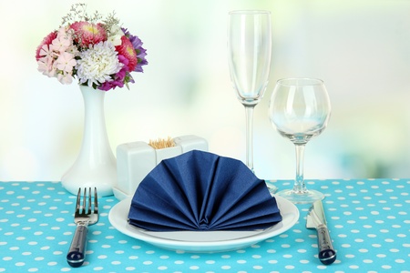 Beautiful table setting for breakfastの写真素材