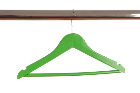 Colorful clothes hanger isolated on whiteの写真素材