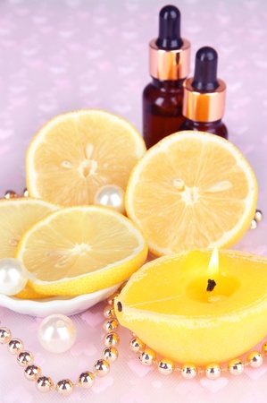 Romantic lighted candles close upの写真素材