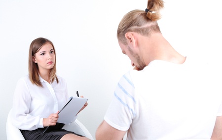 Man on reception for  psychologist