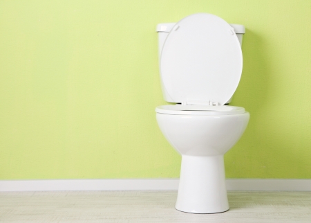 White toilet bowl in a bathroomの写真素材