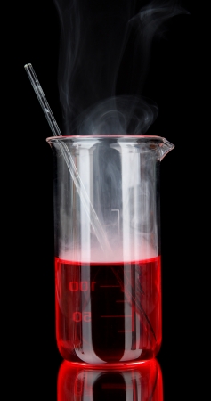 Laboratory beaker on black backgroundの写真素材