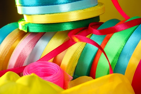 Bright ribbons close-upの写真素材
