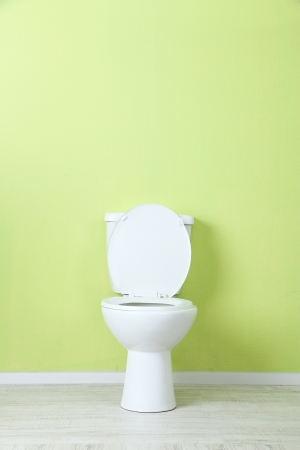 White toilet bowl in a bathroomの写真素材