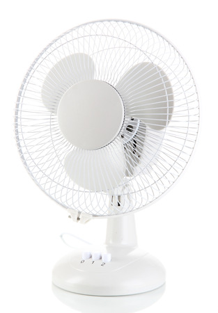 Electric fan isolated on whiteの写真素材