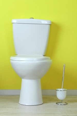 White toilet bowl in a bathroomの写真素材