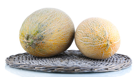 Ripe melons isolated on whiteの写真素材