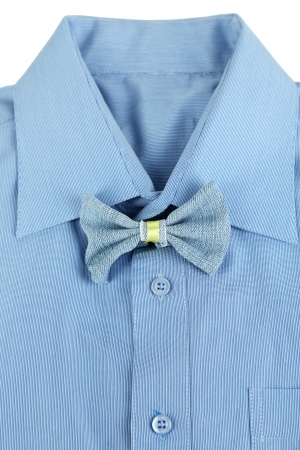 Shirt with colorful butterfly close-up isolated on whiteの写真素材